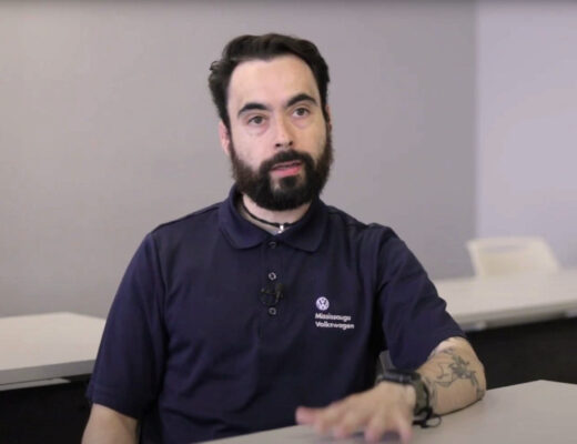 Greystone College Toronto student in co-op position with Volkswagon, wearing company polo